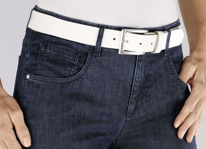 Trendiger Damen-G&uuml;rtel aus Leder, 3,5 cm breit WEISS