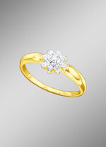 Damenring mit Brillant und Diamanten 