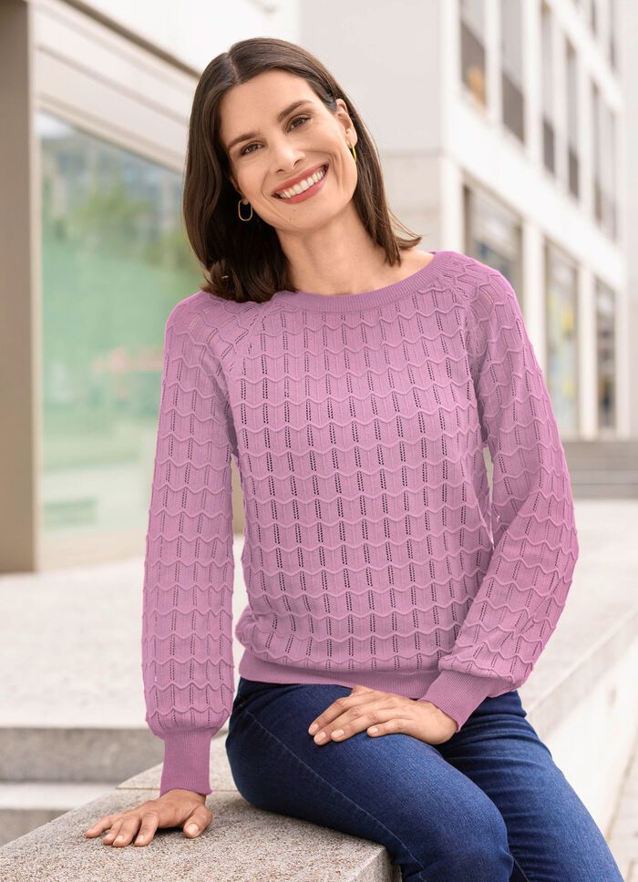Pullover mit Raglan&auml;rmeln in leichter Ballonform FLIEDER