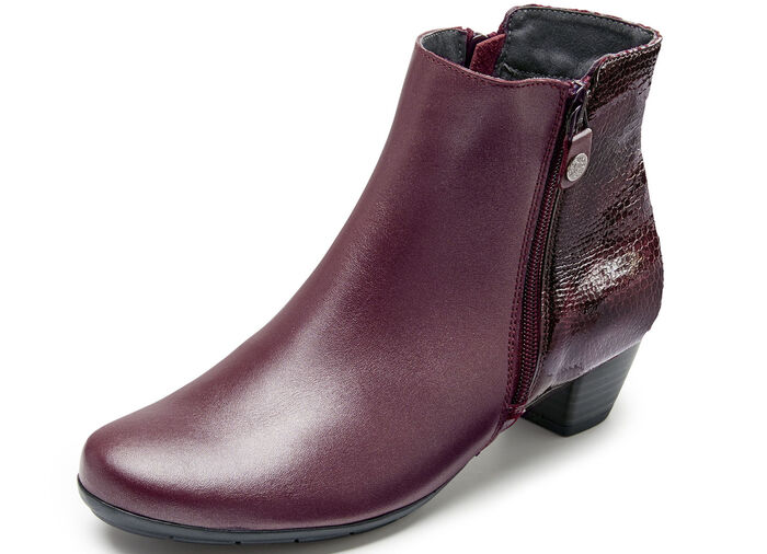 ELENA EDEN, elegante Damen-Stiefeletten, Weite G, mit herausnehmbarem Fu&szlig;bett BURGUND
