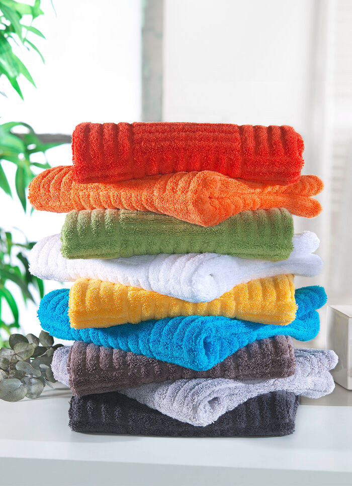 Flauschig weiche Frottier-Serie mit Hoch-Tief-Struktur WEISS