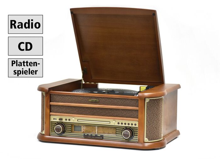 Nostalgie-Stereoanlage im Echtholzgeh&auml;use eiche rustikal 