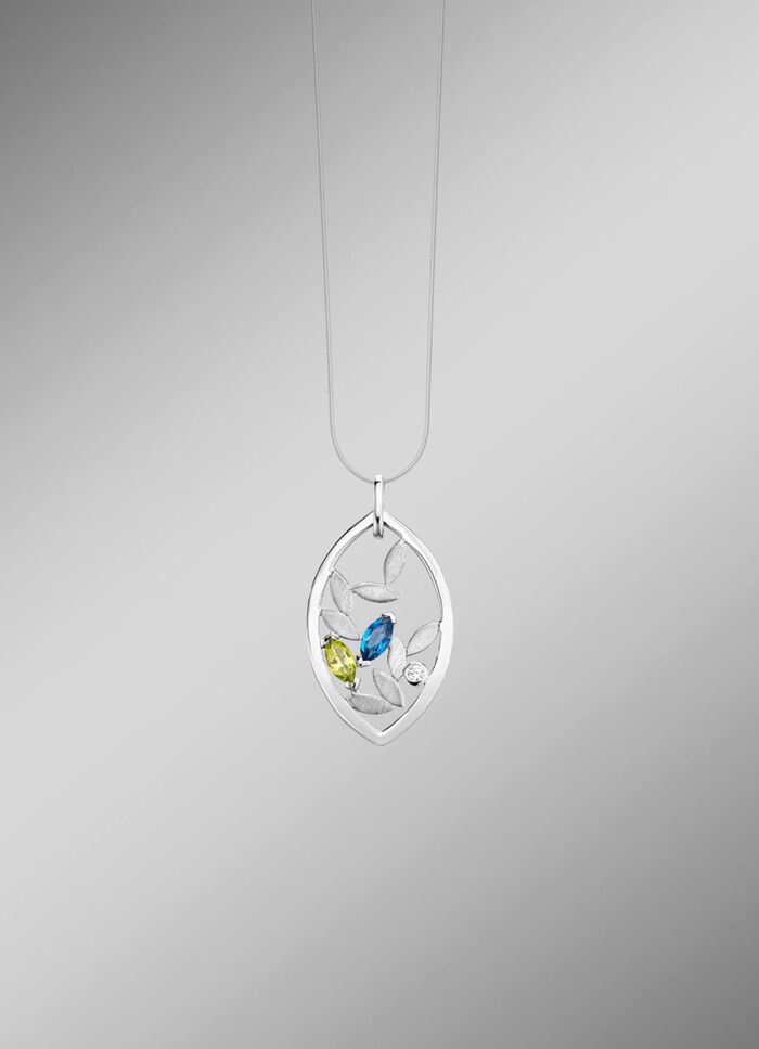 Anh&auml;nger mit Blautopas, beh., echt Peridot und synth. Zirkonia 