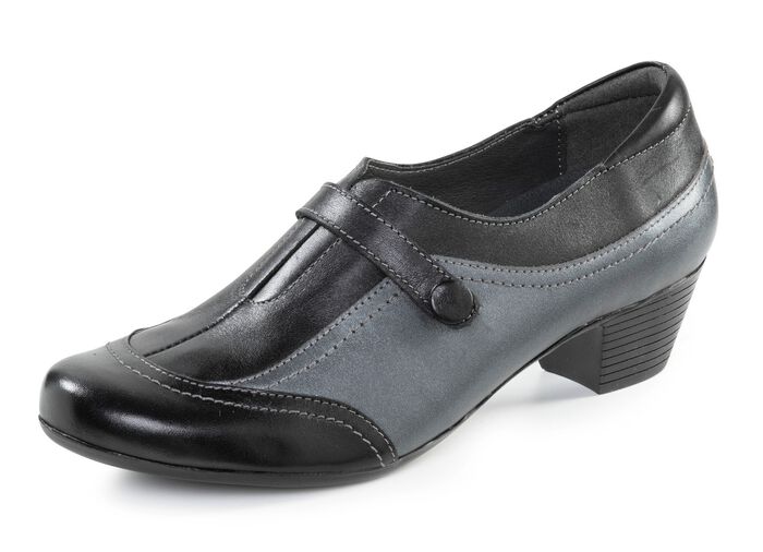 ELENA EDEN, eleganter Damen-Trotteur, Weite G, mit herausnehmbarem Fu&szlig;bett SCHWARZ-ALTSILBER