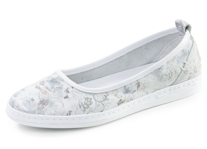 Andrea Conti, schicke Damen-Ballerinas, Weite G, mit herausnehmbarem Fu&szlig;bett ECRU-BUNT