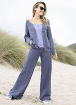 Strickjacke mit Paillettengarn JEANSBLAU MELIERT