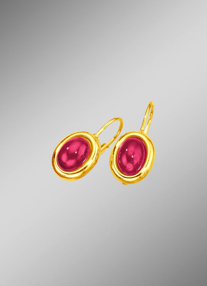 Ohrringe mit echten Rubinen im Cabochonschliff 