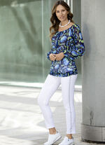 Edel-Jeans mit effektvollen Strasssteinen WEISS