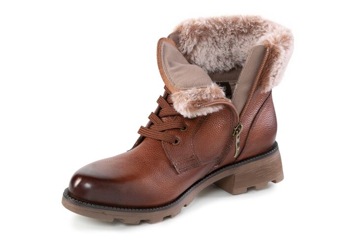 ELENA EDEN, gef&uuml;tterte Damen-Stiefeletten, Winterschuhe, Weite G, mit herausnehmbarem Fu&szlig;bett BRAUN