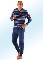 Zweierpack Schlafanz&uuml;ge mit V-Ausschnitt und garngef&auml;rbtem Ringeldessin 