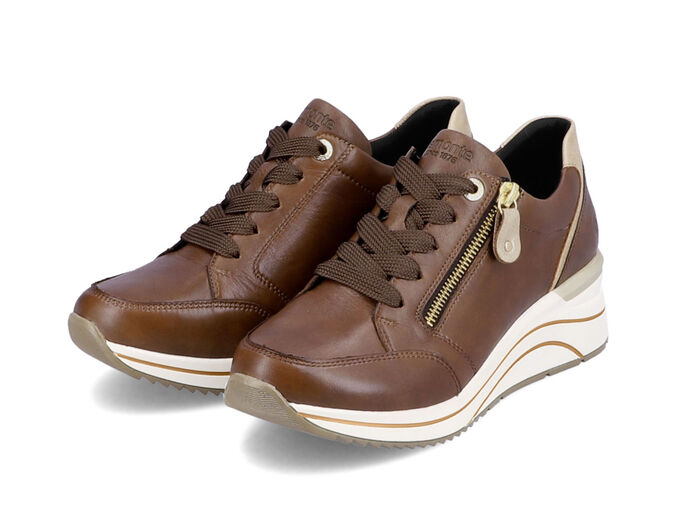 Remonte Schnür-Sneaker mit mattgoldfarbenen Besätzen BRAUN