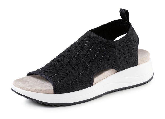 Caprice Sandale mit schwarzen Glitzersteinchen SCHWARZ