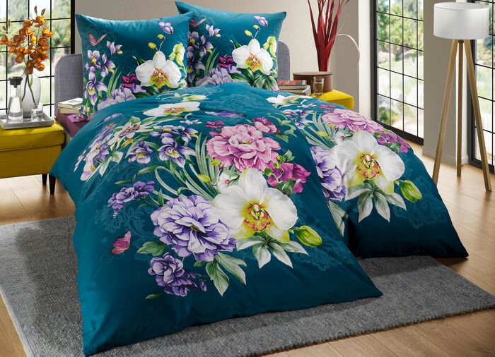 Kaeppel-Bettw&auml;sche-Garnitur mit Rei&szlig;verschluss SMARAGDGR&Uuml;N