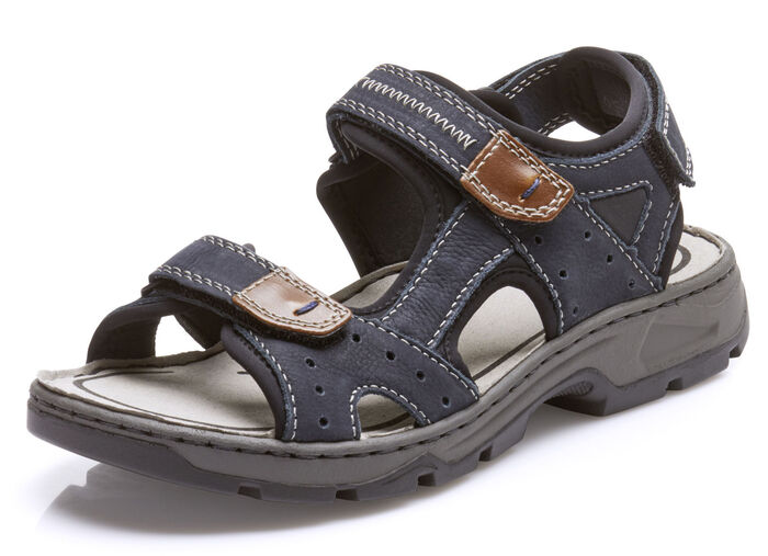 Rieker, klassische Herren-Trekkingsandalen, aus Leder DUNKELBLAU