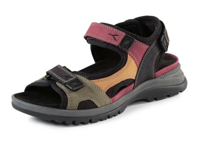 Waldläufer, sporliche Damen-Sandalen, Weite H, mit herausnehmbarem Fußbett SCHWARZ-BUNT