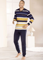 Schlafanzug mit V-Auschnitt und B&uuml;ndchenabschl&uuml;ssen  