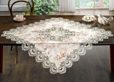 Tischdecke von Sch&auml;fer mit feinster Macram&eacute;-Spitze 