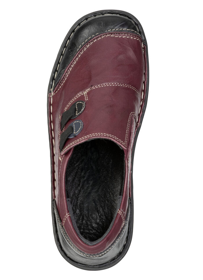 ELENA EDEN, klassische Damen-Slipper, Weite G, mit herausnehmbarem Fu&szlig;bett BURGUND-SCHWARZ