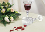 Tischdekoration mit Fleckschutz und Glitzergarn ROT-SILBER