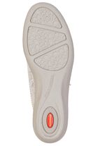 ELENA EDEN, komfortable Damen-Slipper, Weite G, mit herausnehmbarem Fu&szlig;bett ECRU-SILBER