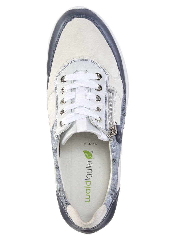 Waldl&auml;ufer Sneaker aus edlem Leder-Materialmix JEANS-NATURWEISS