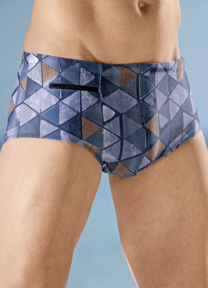 Badehose in höherer Slipform mit Reißverschlusstasche 