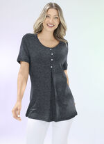 Longshirt mit dezentem Allover-Druck in 2 Farben SCHWARZ-SILBER
