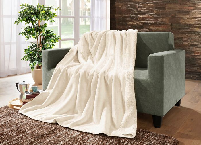 Superkuschelige Wohndecke in Teddyfleece-Qualit&auml;t 
