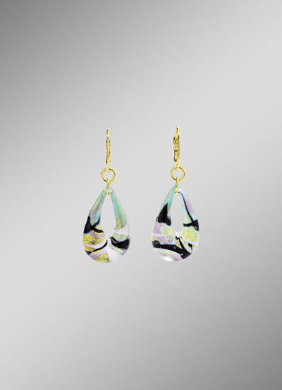 Ohrringe mit Muranoglas in Hellblau- und Goldt&ouml;nen 