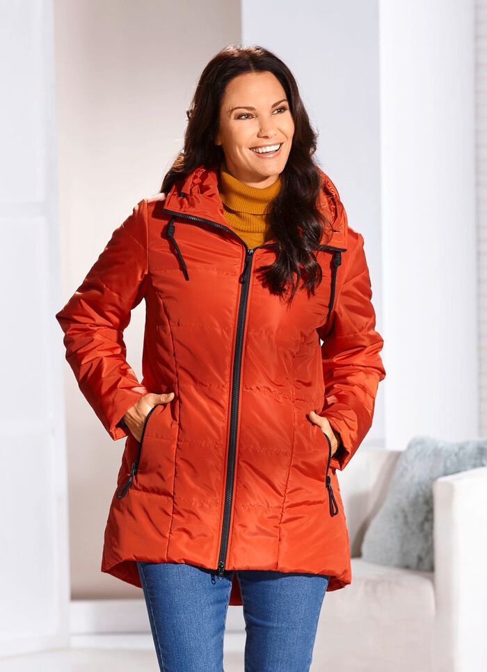 Longjacke mit umschlagbarem Regenschild 