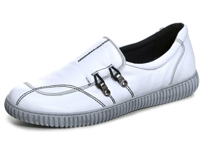 Gemini Slipper aus Rind-Nappaleder mit Zier&ouml;sen WEISS
