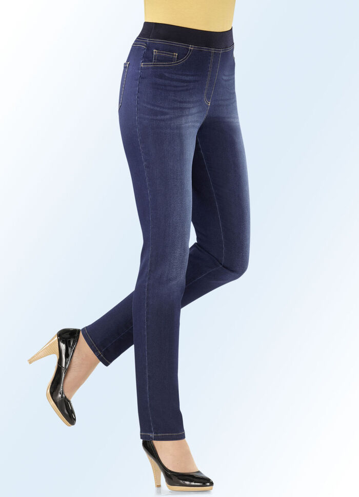 Power-Stretch-Jeans in Schlupfform DUNKELBLAU