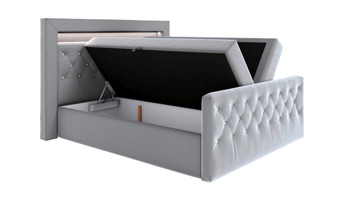 Boxspringbett mit LED-Beleuchtung und Topper 