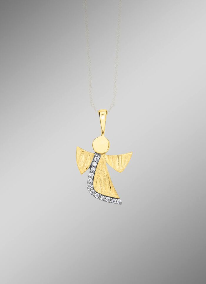 Engel-Anh&auml;nger aus Gold mit Zirkonia 