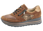 Waldläufer Schnürschuh mit Stretchmaterial im Ballenbreich COGNAC