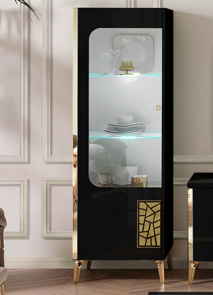 M&ouml;belprogramm mit LED-Beleuchtung SCHWARZ-GOLD