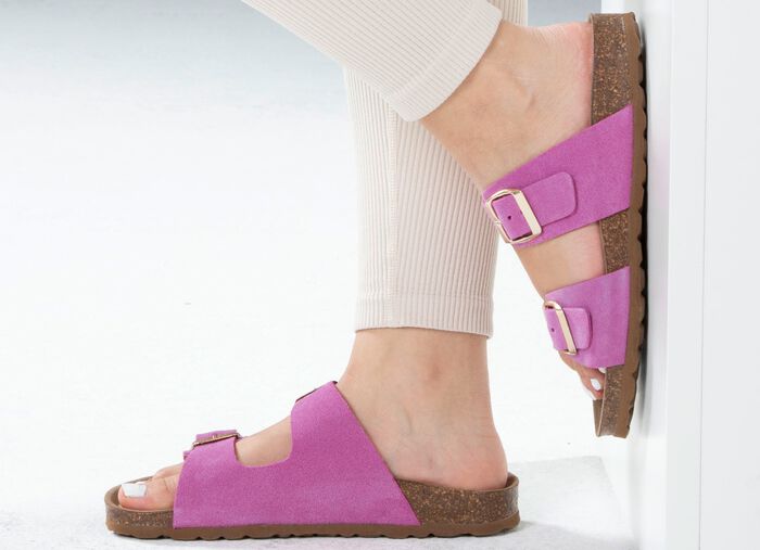 ELENA EDEN, bequeme Damen-Pantoletten, Weite H, aus Leder 