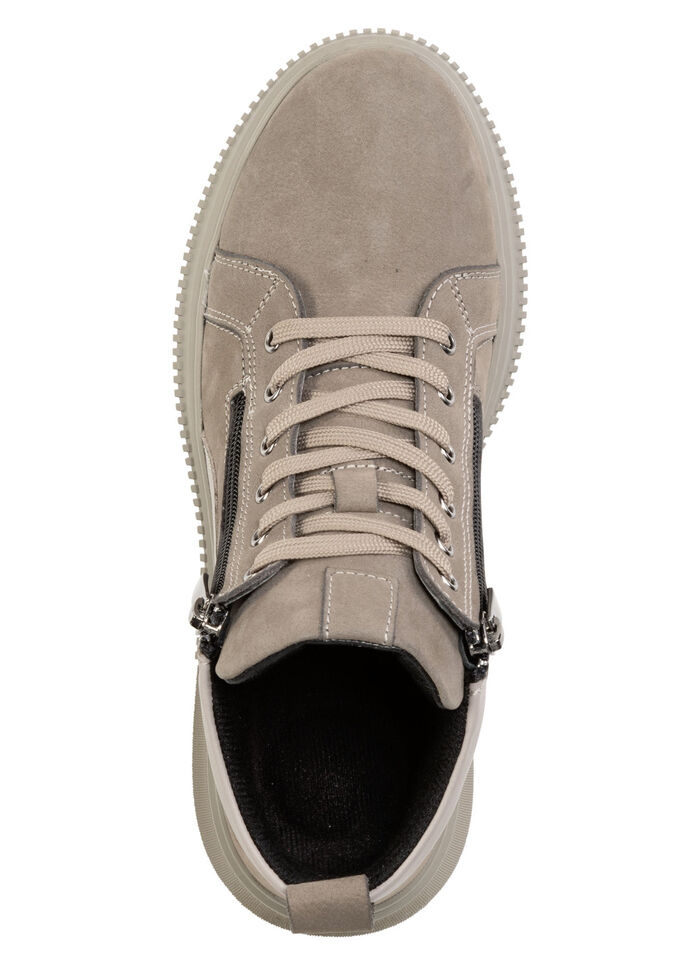 ELENA EDEN Schn&uuml;r-Bootie aus weichem Nubukleder GRAU-TAUPE