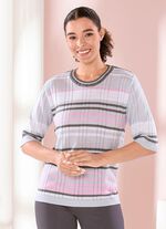 Pulli mit Ringeldessin HELLGRAU-ROS&Eacute;-MULTICOLOR