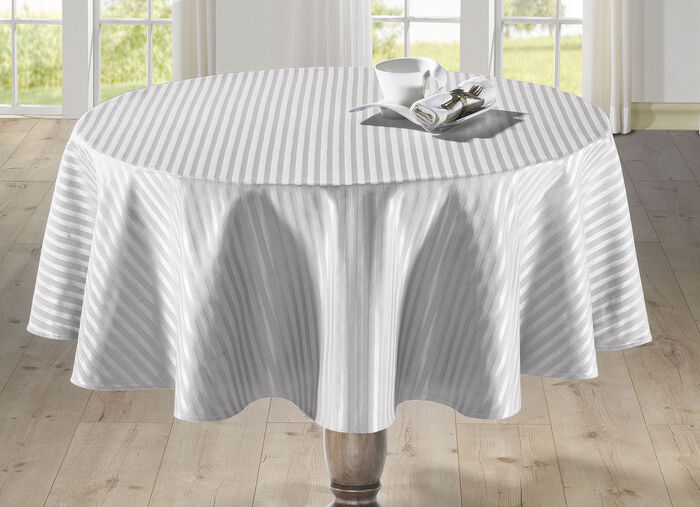 Feine Tisch- und Raumdekoration mit glänzendem Streifendessin CREME