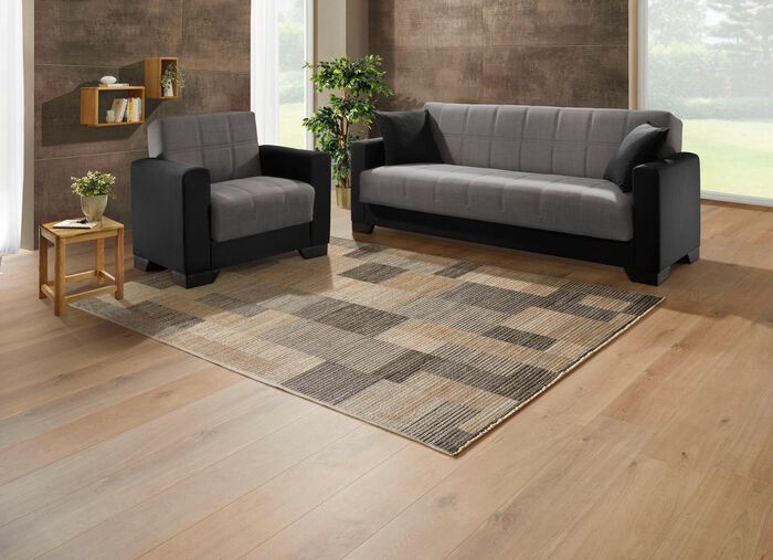 Moderne Polstermöbel mit Zierkissen SCHWARZ-GRAU