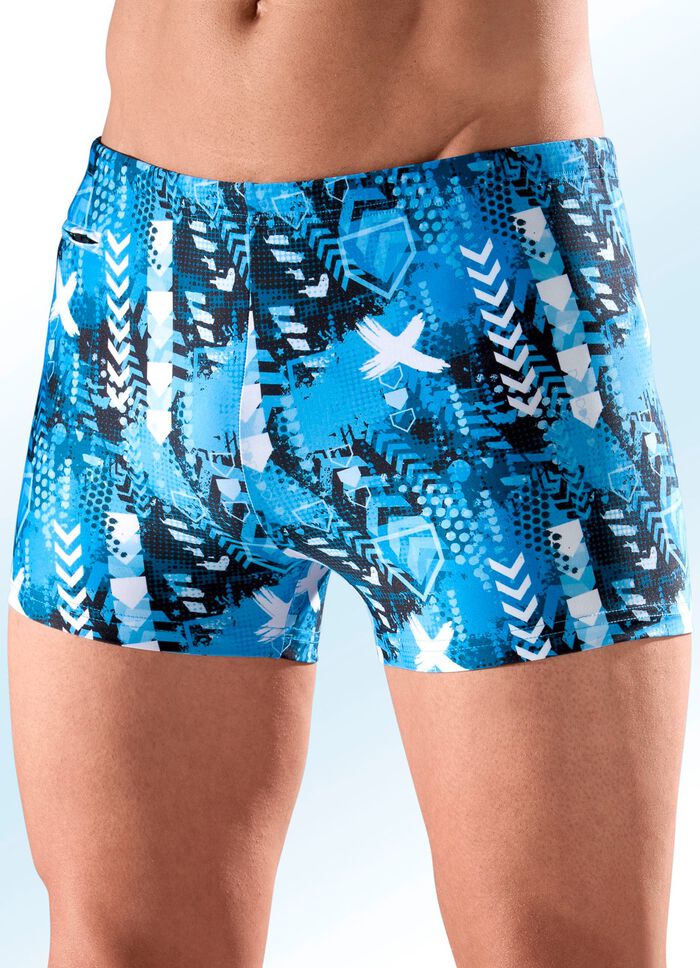 Badehose in h&ouml;herer Kastenform mit Rei&szlig;verschlusstasche 