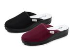 Laurina, Zweierpack, klassische Damen-Hausschuhe, Weite G, aus Mesh-Material 1X BORDEAUX, 1X SCHWARZ