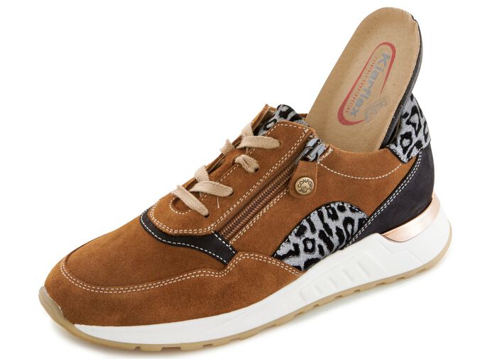 Schn&uuml;rschuh mit Raubtier-Pr&auml;gung COGNAC