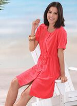 Frottier-Kleid mit durchgehender Knopfleiste 