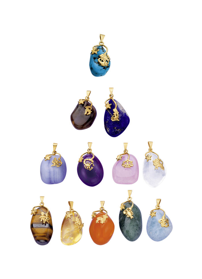 Sternzeichen-Anh&auml;nger mit echten Monats-Edelsteinen 