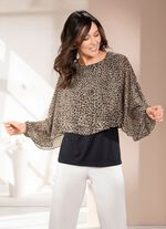 Blusenshirt mit Chiffon-&Uuml;berwurf  