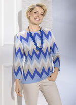 Pullover in aufwendigem Jacquard-Dessin BLAU-MULTICOLOR