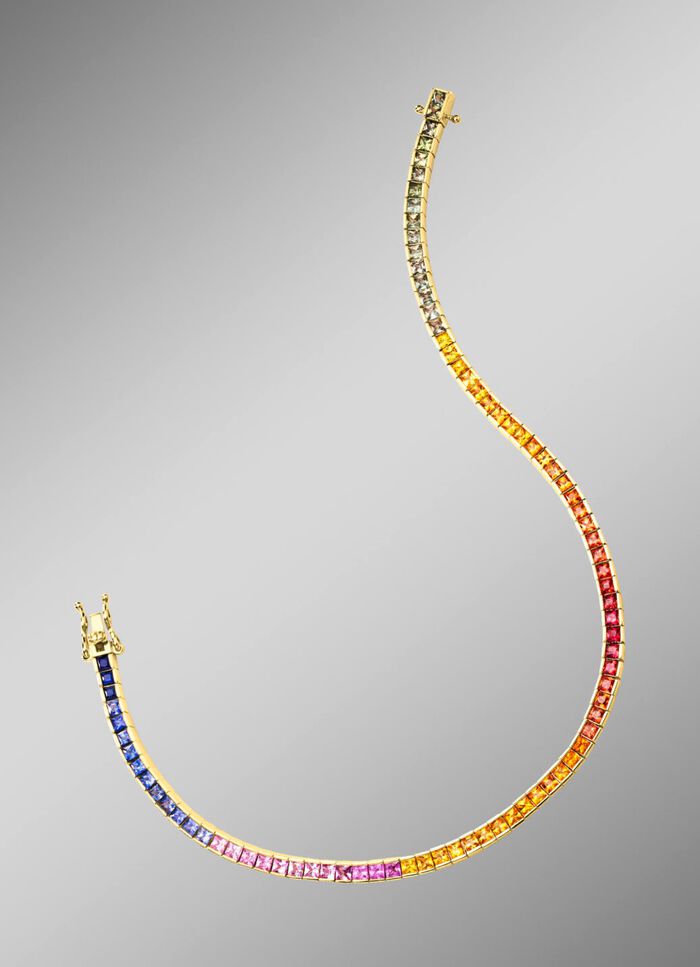 Hochwertiges Armband mit echten Safiren in Multicolor 