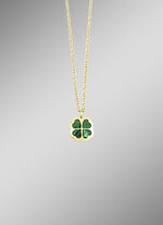 Glücksbringer – Kleeblatt-Anhänger mit echtem Malachit 